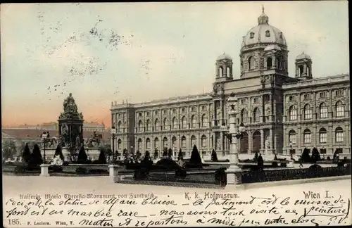 Ak Wien 1 Innere Stadt, Hofmuseum, Kaiserin Maria Theresia Monument