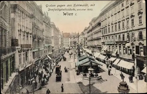 Ak Wien 1 Innere Stadt, Graben gegen den Kohlmarkt, Dreifaltigkeitssäule