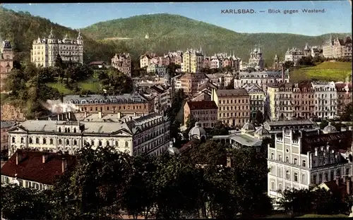 Ak Karlovy Vary Karlsbad Stadt, Blick gegen Westend
