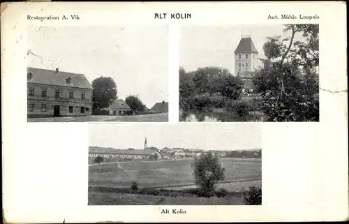 Ak Kolín Köln an der Elbe Mittelböhmen, Totale, Restaurant, Aut. Mühle Loupals