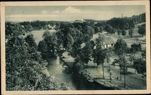 Ak Žamberk Senftenberg Region Pardubice, Albertinum, Fluss, Haus, Wald