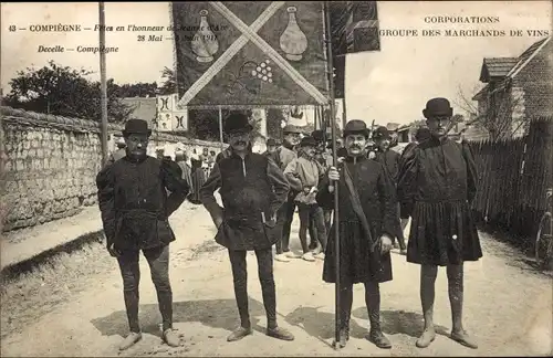 Ak Compiègne Oise, Corporations Group of Wine Merchants, Jeanne d'Arc Festivals 1911