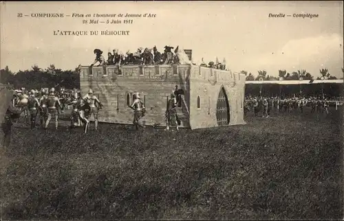 Ak Compiègne Oise, Feste zu Ehren von Jeanne d'Arc, Angriff des Behourt