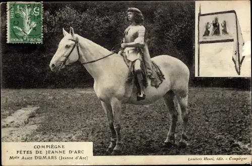 Ak Compiègne Oise, Feierlichkeiten zu Ehren von Jeanne d'Arc, 1911, Miss Alice Dumars