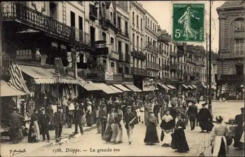 Ak Dieppe Seine Maritime, Die Hauptstraße