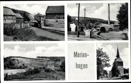 Ak Marienhagen Duingen in Niedersachsen, Teilansichten, Gleise, Kirche
