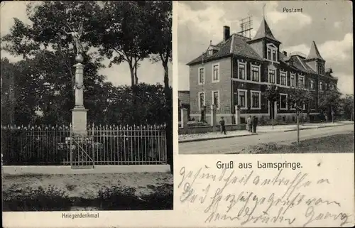 Ak Lamspringe in Niedersachsen, Post, Kriegerdenkmal
