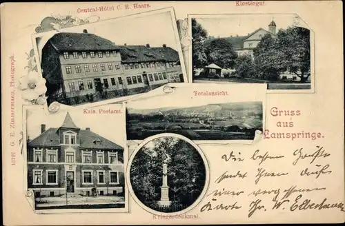 Ak Lamspringe in Niedersachsen, Central Hotel, Klostergut, Postamt, Kriegerdenkmal