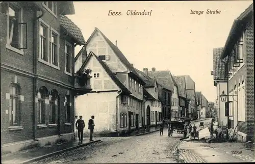 Ak Hessisch Oldendorf an der Weser, Lange Straße, Kutsche, Passanten