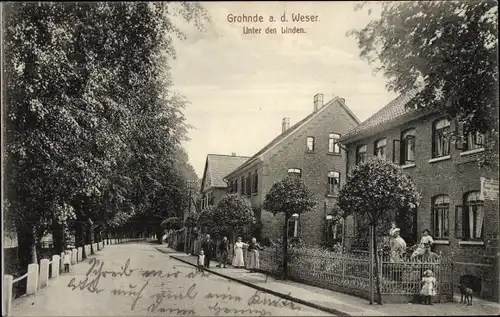 Ak Grohnde Emmerthal an der Weser, Unter den Linden