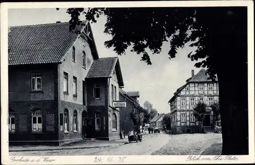 Ak Grohnde Emmerthal an der Weser, Blick vom Thie Platz, Gasthaus