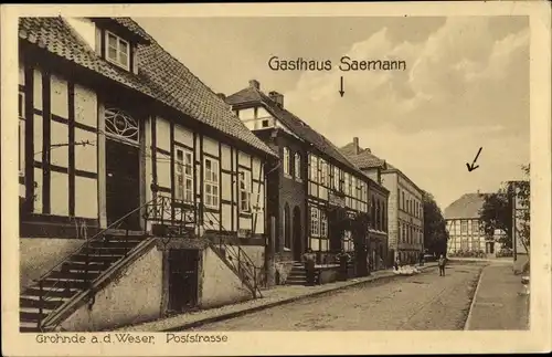 Ak Grohnde Emmerthal an der Weser, Poststraße, Gasthaus Saemann