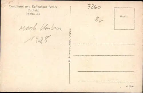 Ak Oschatz Nordsachsen, Konditorei, Kaffeehaus Felber