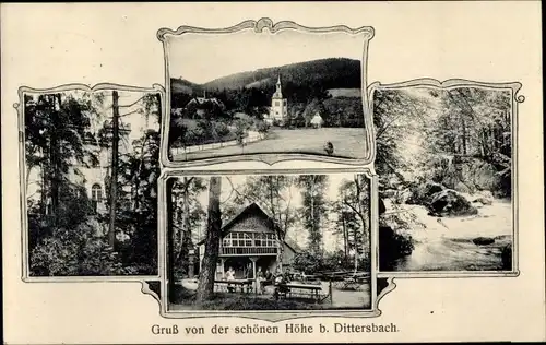 Passepartout Ak Dürrröhrsdorf Dittersbach in Sachsen, Gruß von der schönen Höhe