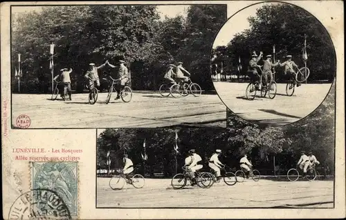 Ak Lunéville Meurthe et Moselle, Les Bosquets, Allee für Radfahrer reserviert