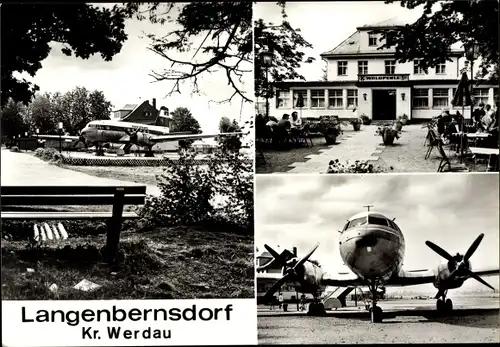 Ak Langenbernsdorf bei Werdau, Passagierflugzeug IL 14, Gaststätte Waldperle