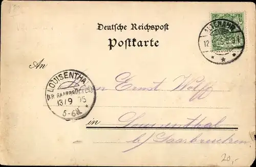 Vorläufer Litho Altenahr im Ahrtal, Burgruine, Hotel zur Post, 1895