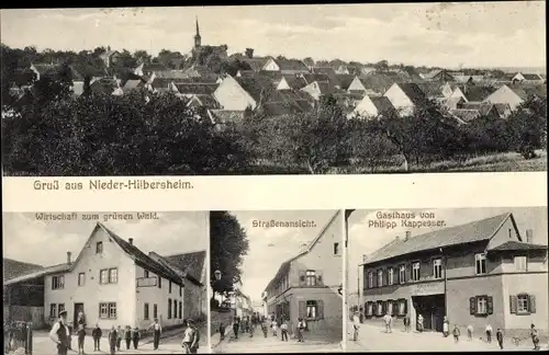 Ak Nieder Hilbersheim Rheinland Pfalz, Gasthaus, Wirtschaft zum grünen Wald, Totalansicht