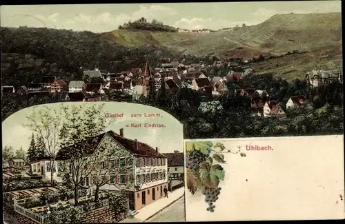 Ak Uhlbach Stuttgart am Neckar, Gasthof zum Lamm, Blick auf den Ort