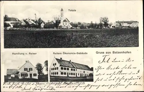 Ak Batzenhofen Gersthofen in Schwaben, Geschäft Reiser, Reiters Ökonomie-Gebäude