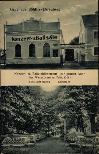 Ak Böhlitz Ehrenberg Leipzig in Sachsen, Konzert-Etablissement zur grünen Aue