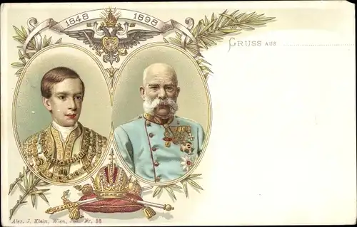 Litho Kaiser Franz Joseph I., Portrait, 50 jähriges Regierungsjubiläum