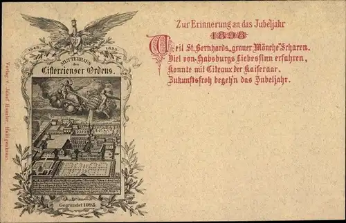 Ak Mutterhaus Cistercienser Orden, Zisterzienser, Jubeljahr 1898