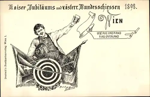 Litho Wien, Kaiser Jubiläums und 5. österreichisches Bundesschießen 1898