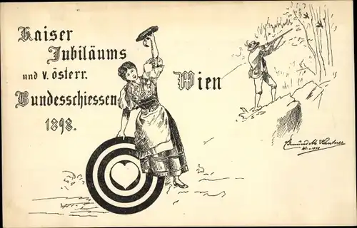 Litho Wien, Kaiser Jubiläums und 5. österreichisches Bundesschießen 1898