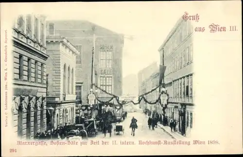 Ak Wien 3. Landstraße Österreich, Marxergasse, Sofien-Säle, Kochkunst-Ausstellung 1898