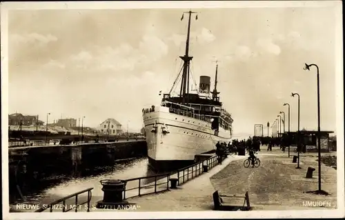 Ak Ijmuiden Velsen Nordholland Niederlande, Neue Schleuse, SS Zeelandia