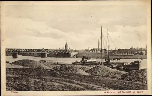 Ak Venlo Limburg Niederlande, Maasbrücke, Stadtpanorama