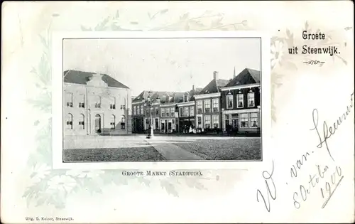 Ak Steenwijk Overijssel, Großer Markt, Stadthaus