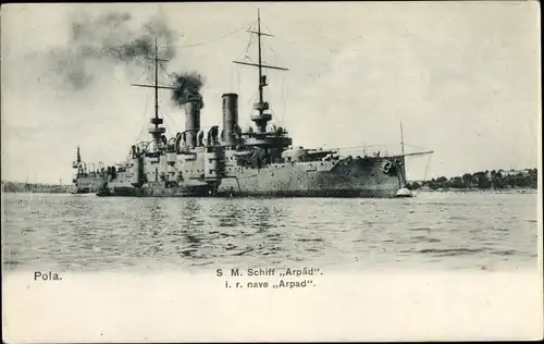 Ak Pola Pula Kroatien, Österreichisches Kriegsschiff, SMS Arpad, Schlachtschiff