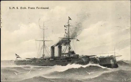 Ak Österreichisches Kriegsschiff, SMS Erzherzog Franz Ferdinand, Schlachtschiff