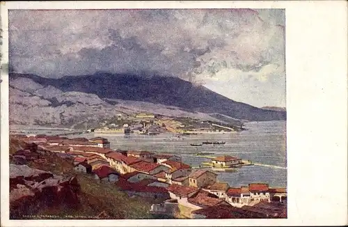 Künstler Ak Prinz, Karl Ludwig, Scutari Shkodra Albanien, Der Tarabosch, Panorama, Hafen
