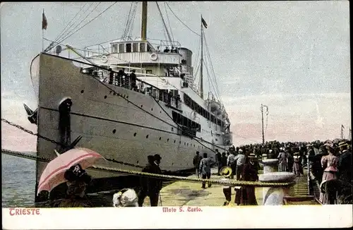 Ak Triest Trieste Friuli Venezia Giulia, Dampfer Thalia im Hafen, Molo S. Carlo, Öst. Lloyd