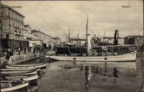 Ak Rijeka Fiume Kroatien, Hafen, Dampfer Magyar