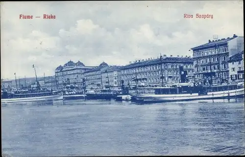Ak Rijeka Fiume Kroatien, Riva Szapary, Hafen