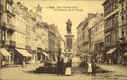 Ak Liège Lüttich Wallonien, Rue Vinavc-d'Ile, Brunnen der Jungfrau
