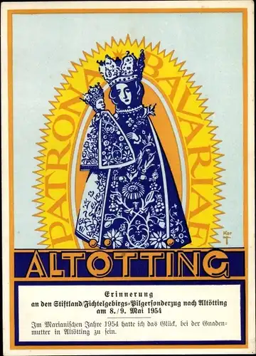 Ak Erinnerung an den Fichtelgebirgs-Pilgersonderzug nach Altötting 1954