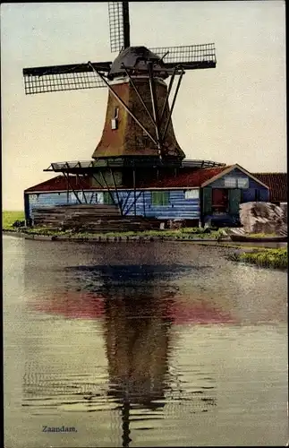 Ak Zaandam Zaanstad Nordholland, Windmühle, Nenke und Ostermaier 163 2936, Photochromie