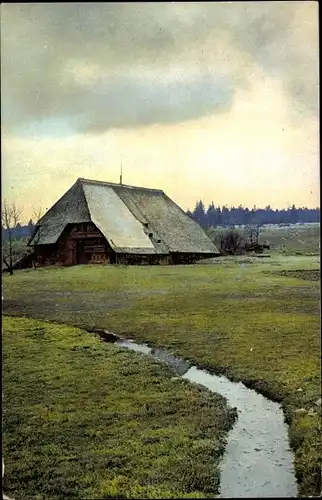 Ak Schwarzwald, Wohnhaus, Wiese, Fluss