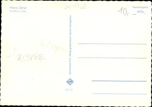 Ak Schauspielerin Maria Schell, Portrait, Autogramm