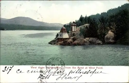 Ak West Point New York USA, Blick auf den Hudson River