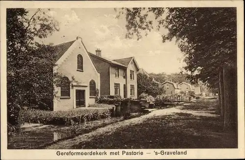 Ak's Graveland Nordholland, reformierte Kirche mit Pfarrhaus