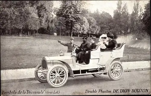 Ak Tombola de la Decennale, Double Phaeton de Dion Bouton, Automobil, Chauffeur