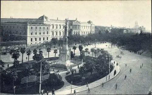 Ak Madrid, Spanien, Plaza de Colon und Nationalbibliothek