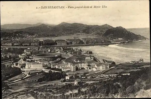Ak Donostia San Sebastián Baskenland, Gesamtansicht vom Monte Ulia