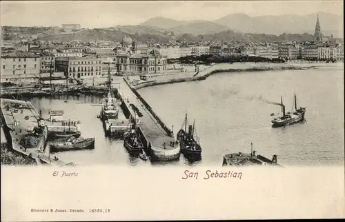 Ak Donostia San Sebastián Baskenland, Der Hafen